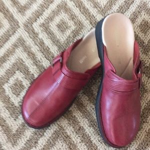 Clark’s red slip on shoes